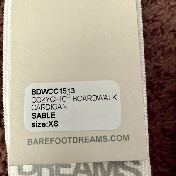 Barefoot Dreams CozyChic Boardwalk Cardigan in a sable brown size XS - Picture 3 of 6